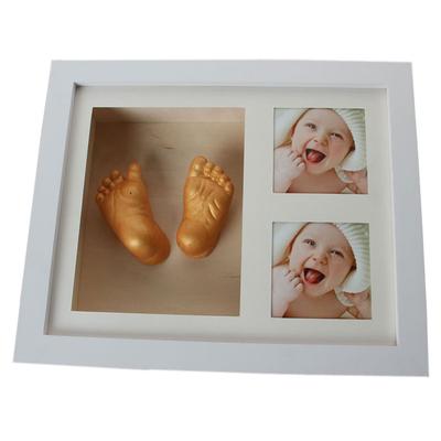 Molde para huella de mano y pie de bebé, marco de fotos, kit de yeso 3D para bricolaje, clon estéreo, huella de mano, recuerdo, registro de crecimiento