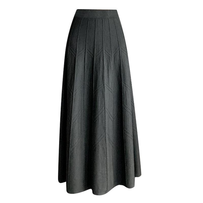 Thickened Modal Knit Skirt Women's Winter Korean Version High-waisted A-line Skirt Woolen Long Skirt