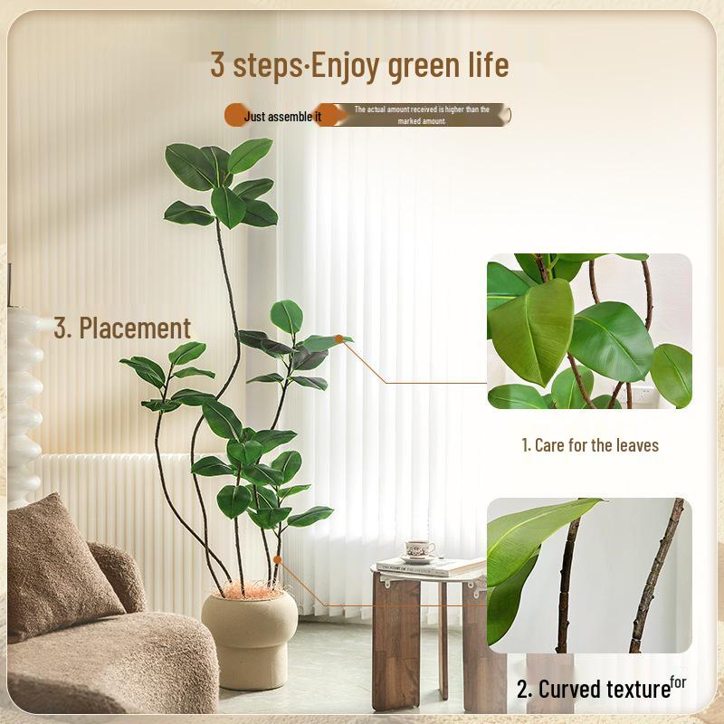 Luxury Indoor Black King Kong Artificial Green Plant - Large Potted Floor Ornament for Living Room Decoration