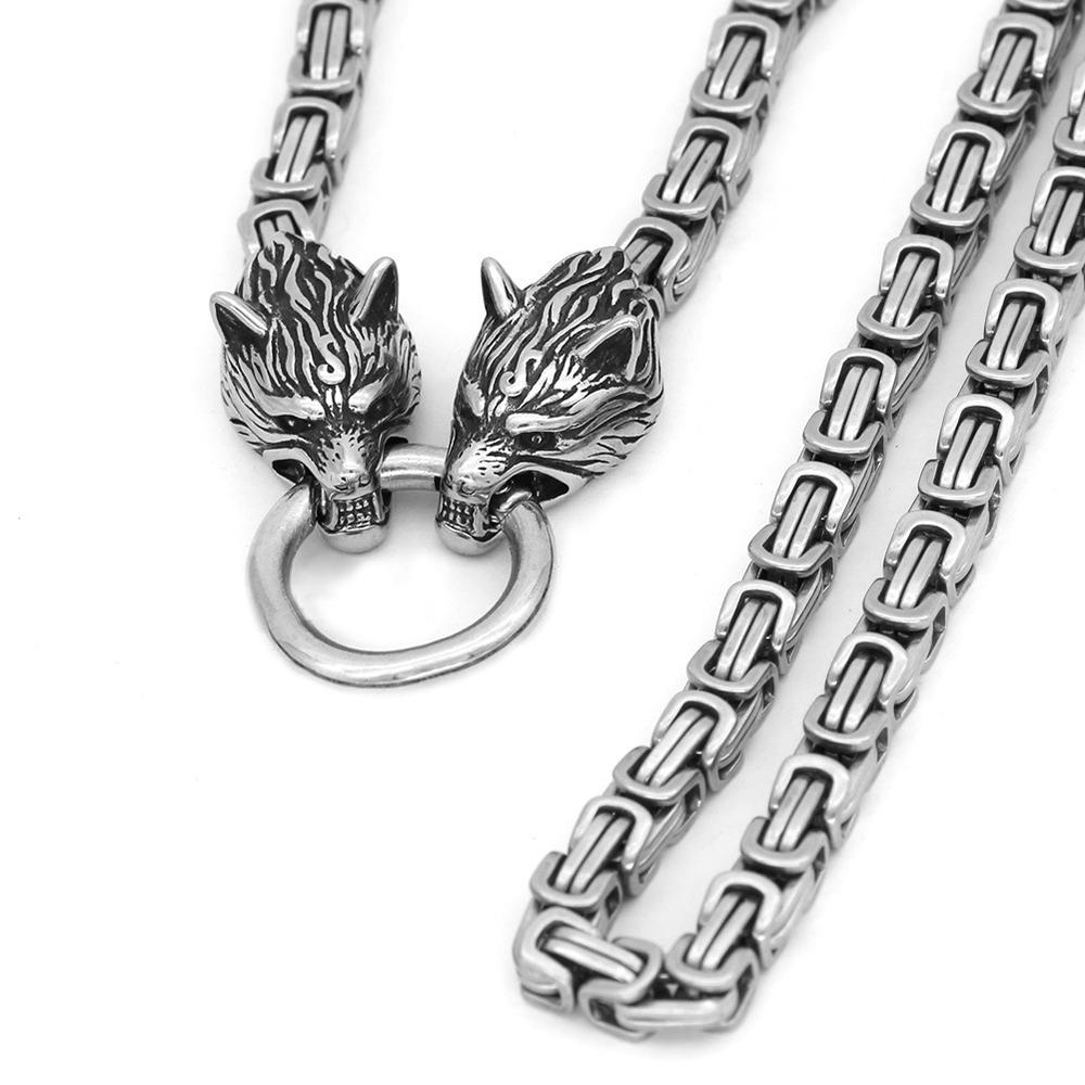 

Nordic Viking Pendant Necklace for Men Women Gothic Celtic Wolf Rune Amulet Stainless Steel King Chain Fashion Jewelry Wholesale 60CM
