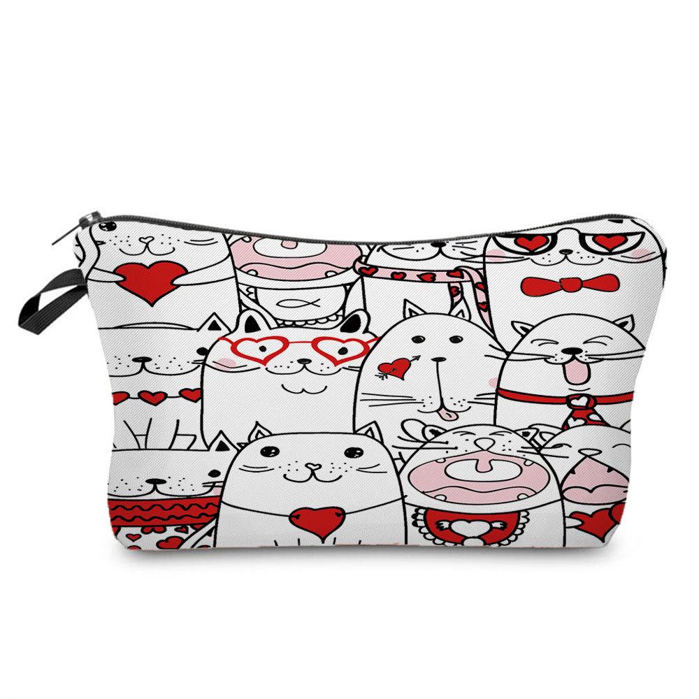 Women Cat Print Cosmetic Bag Toiletries Organize Travel Storage Case 6689