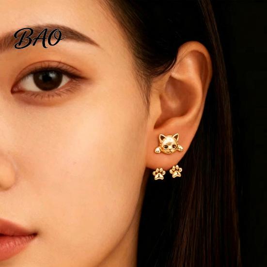 Creative Cat Lover Gifts 1 Pair Cute Funny Earrings for Women, Teens Girls, Front Back Stud Mini Animal Earrings, Statement Jewelry Kitten Lovers