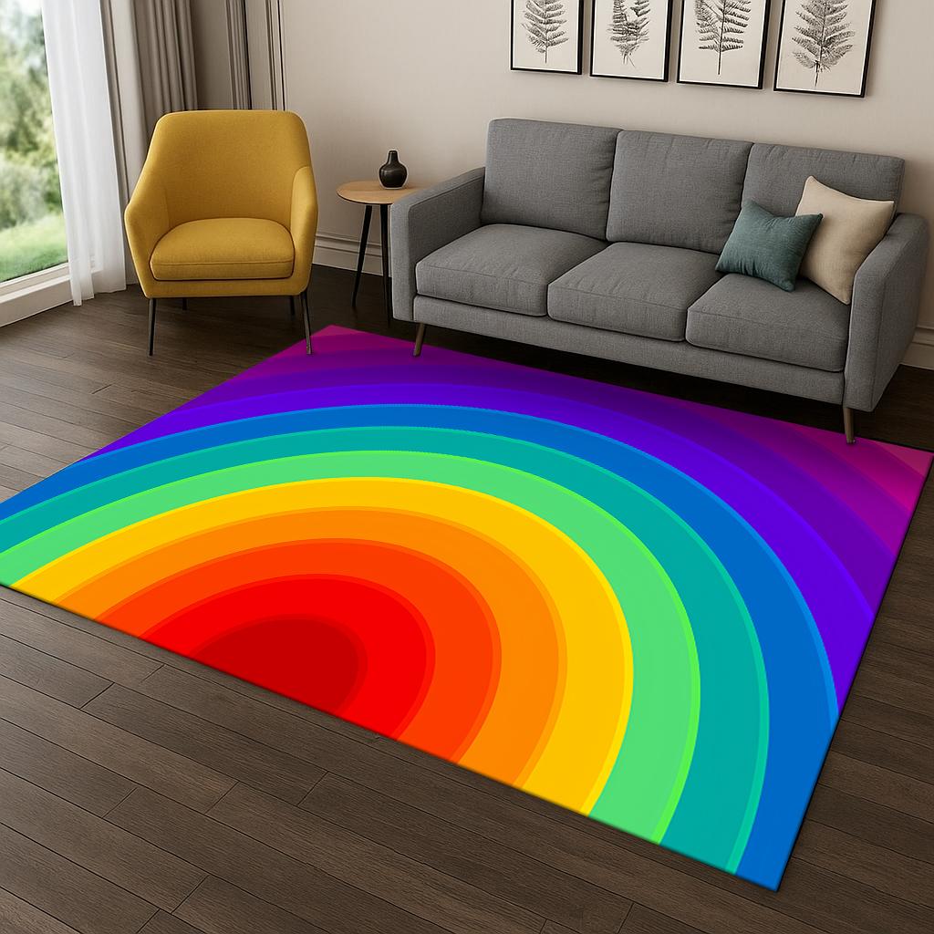 Rainbow Cartoon Pattern Carpet Rug Area Rug for Home Bedroom Living Room Sofa Doormat Kitchen Decor,Kid Game Non-slip Floor Mat
