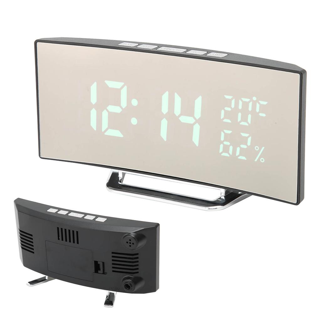 Digital Alarm Clock 12 24H Display Mode Smart Light Sensor Curved Screen Dimmable LED Clock for Bedroom Office Dormitory