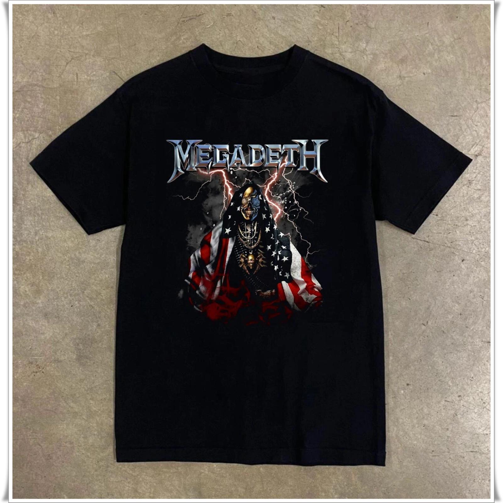 Megadeth Vic Rattlehead American Flag T-Shirt, Unisex Black T-shirt, Size S-5XL XXXL