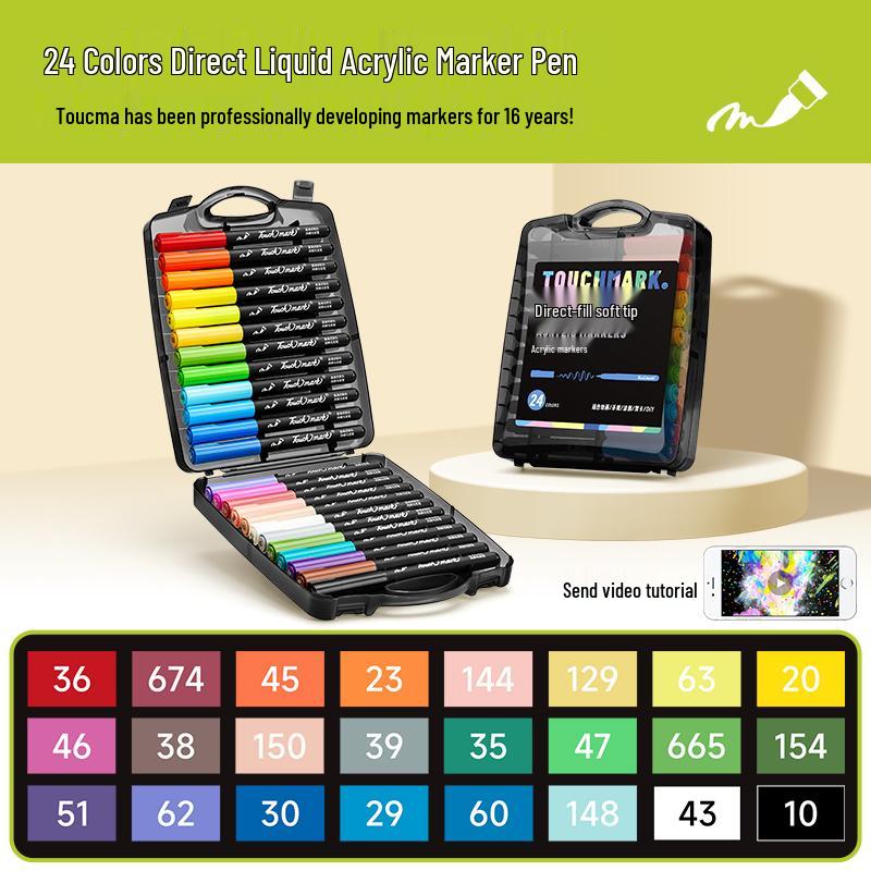 Taichi Touchmark Black Liquid Acrylic Marker for Elementary Art - Soft Tip Pen