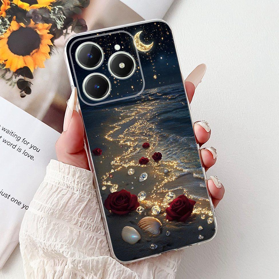 4G Clear For Realme Note 60 Case RMX3933 Luxury Butterfly Love Flowers Cool Lion Painted Phone Case For Realme Note 60X RMX3938