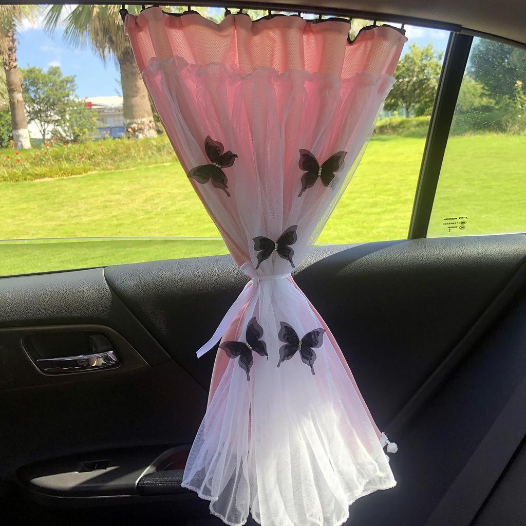 Butterfly Baby Sun Protection Suction Cup Car Curtains - Heat Insulation & Privacy Side Window Gauze Shade