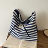 Large-capacity Bag Women's New Summer Versatile Casual Striped Shoulder College Student Class Tote Bag