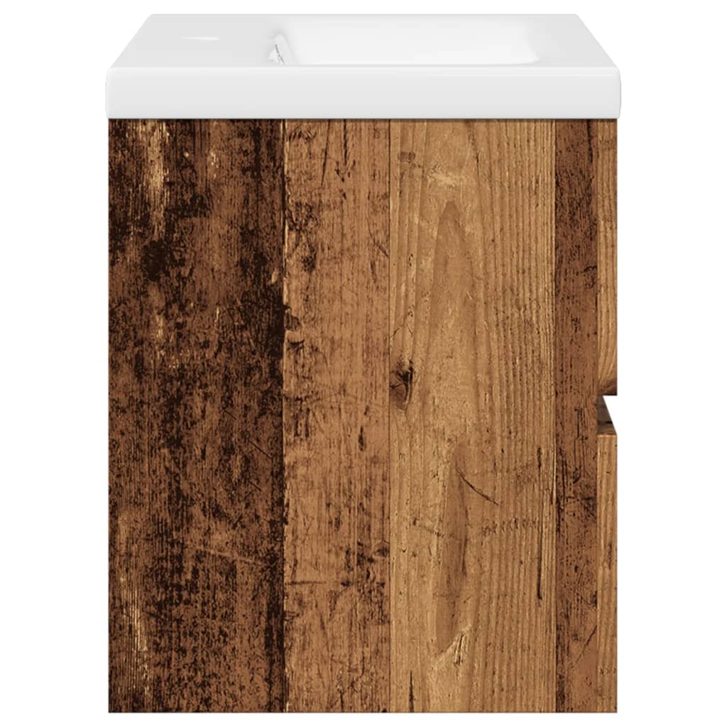 Washbasin Cabinet with Built In Basin Rustic Wood Look