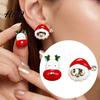 Lightweight Holiday Earrings 1 Pair Christmas Stud for Women Cute Enamel Santa Theme Jewelry Claus And Reindeer Earrings Gifts Xmas Party