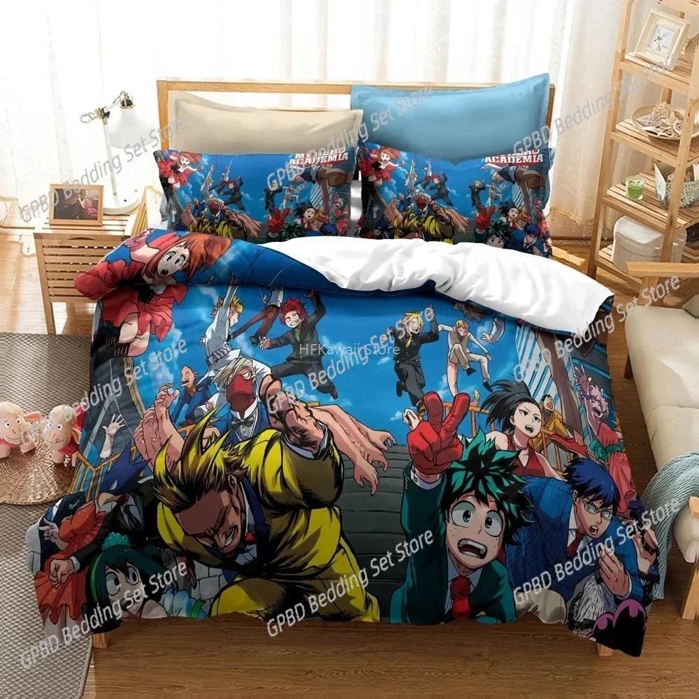 Design Popular 3D My Hero Academia Comfortable Duvet Quilt Cover Pillowcase Bedding Set Children Bedroom Decoration Home Textile