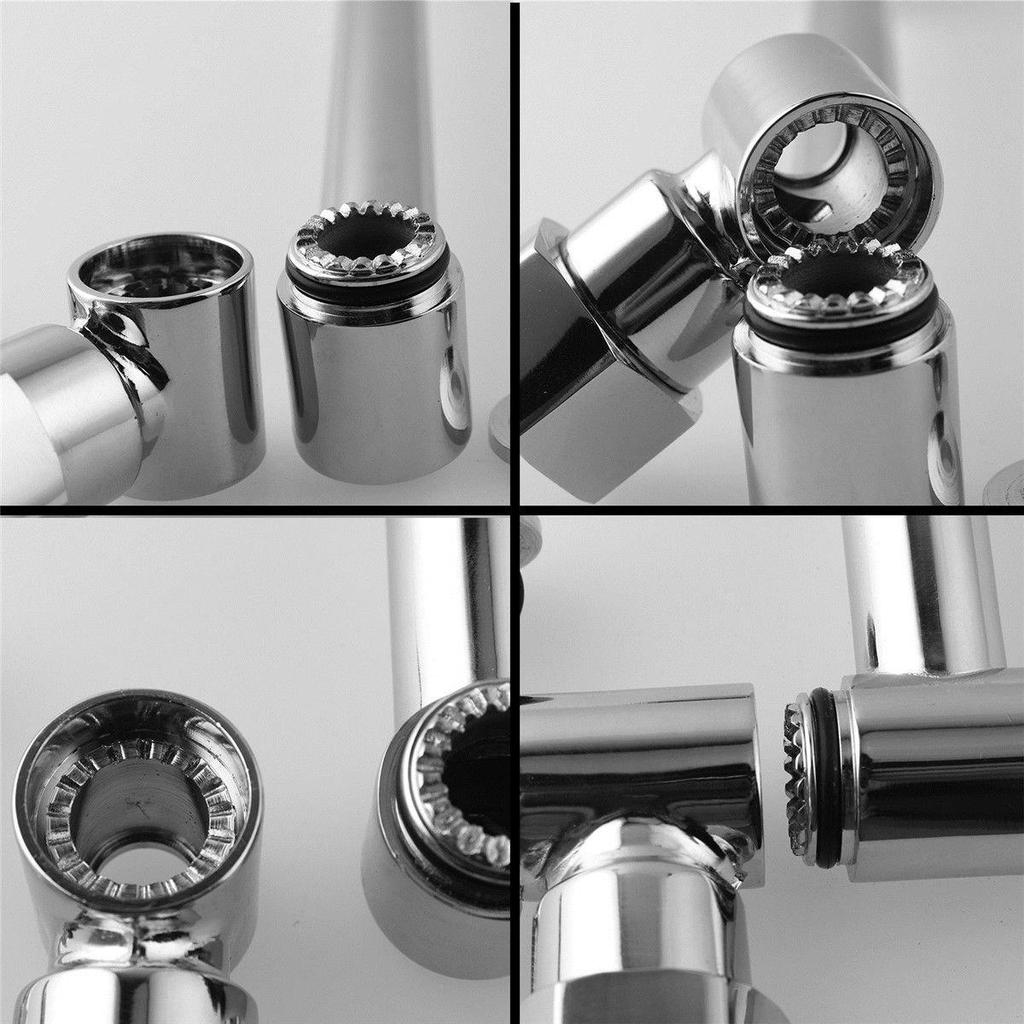 Adjustable Bathroom Shower Extension Rod with Top Spray Connection and Teeth Bracket.