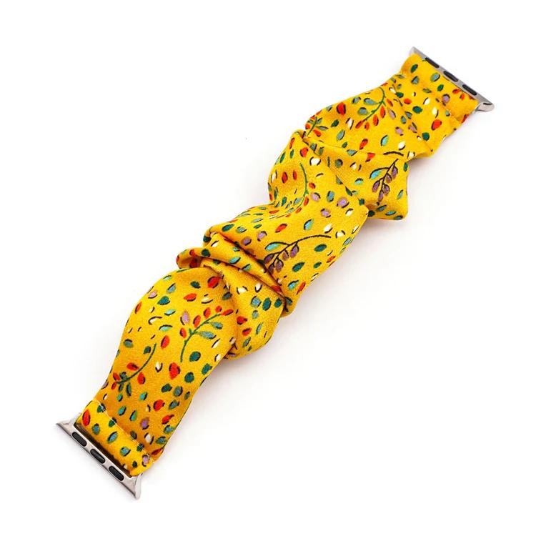

Scrunchie Strap for Apple Watch Band ultra 2 49mm 45mm 41mm 44mm 38-42-40mm Elastic nylon Bracelet iwatch series 9 8 7 6 5 4 SE 41mm 40mm 38mm жёлтый