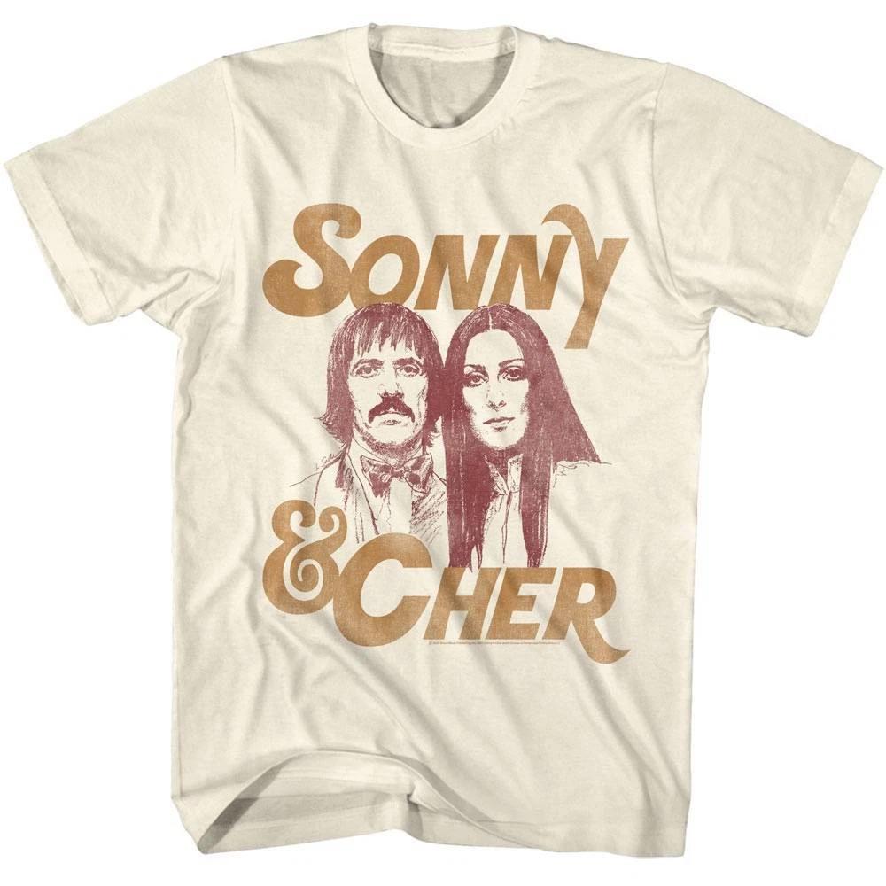 Sonny and Cher Sketched Men s T Shirt L