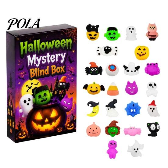 Halloween Pinch Music Toy Squeeze Advent Calendar, 24 Day Ghost Pumpkin Fidget Collectible Figures Toys Set, Gift Box for Kids, Party Favor