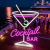 Vintage Neon Cocktail Bar Sign - Retro City Skyline Metal Art with Colorful Glow, Perfect for Home Pub & Cafe Decor