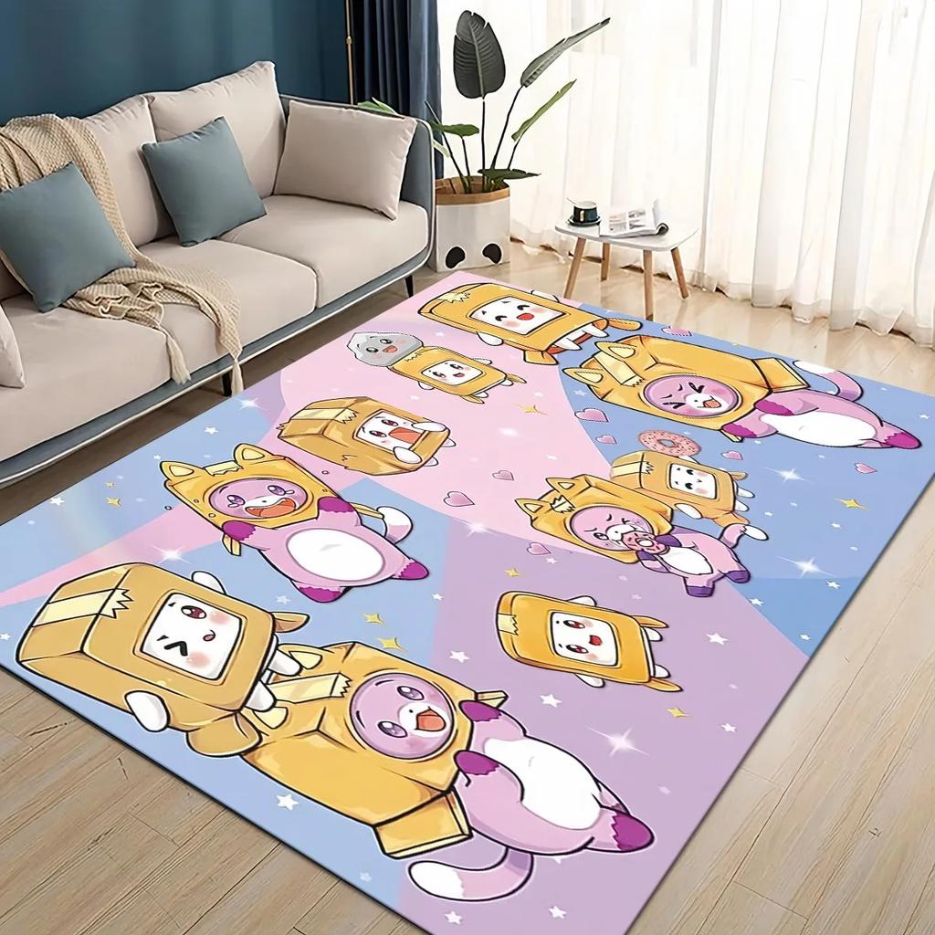 2025 New Style Lankybox Boxy Foxy Rocky Cartoon Carpet Rug for Living Room Bedroom Home Sofa Decoration,kids Non-slip Floor Mat