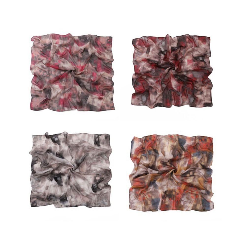 Casual Instant Hijab Cotton Voile Tie-Dye Shawl Headscarf Fashion Wide Edge Hijab  For Women