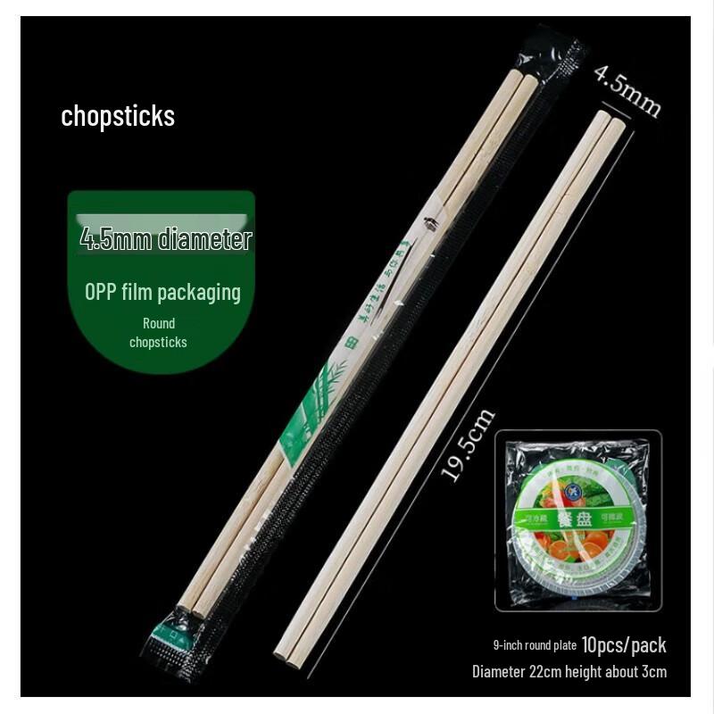 Panda Disposable Chopsticks with Plates Set