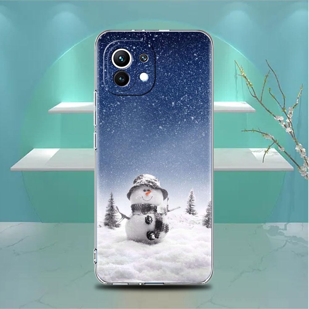 Snowflake Snow Christmas Clear Case For Xiaomi Mi Poco X3 NFC M3 Pro F3 F1 11 Lite 12 Note 10 11T 9T Transparent Phone Cover