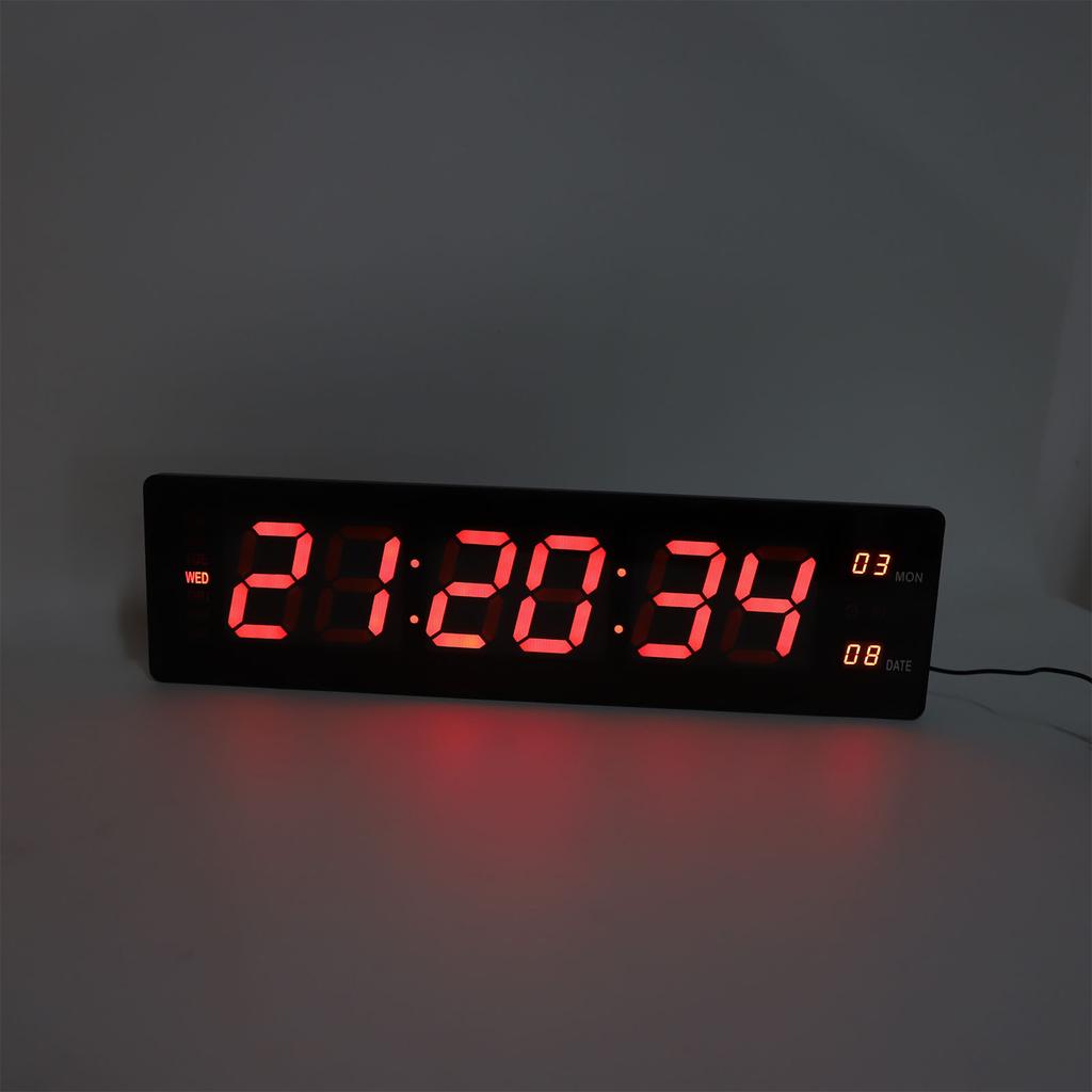 Large Display Digital Wall Clock Simple 8 Alarms LED Digital Clock with Time Week Temperature Display 100-240V for Home School