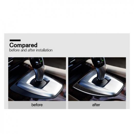 Luxury Carbon Fiber Gear Shift Panel Decoraton Cover For BMW 5 E60 08 09 10 LHD