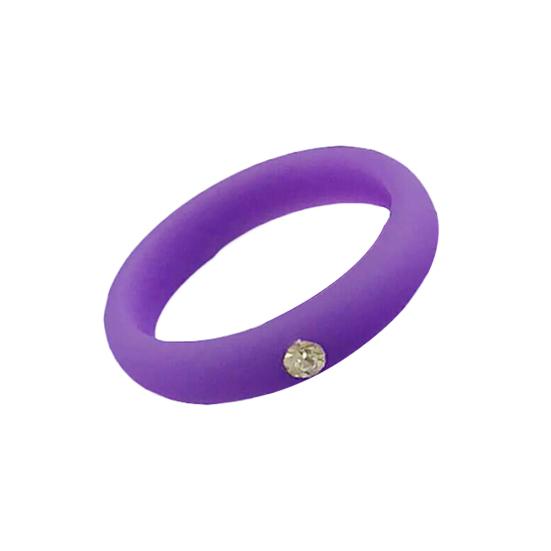 Women Fashion Silicone Wedding Band Rhinestone Ring Jewelry Valentine's Day Gift