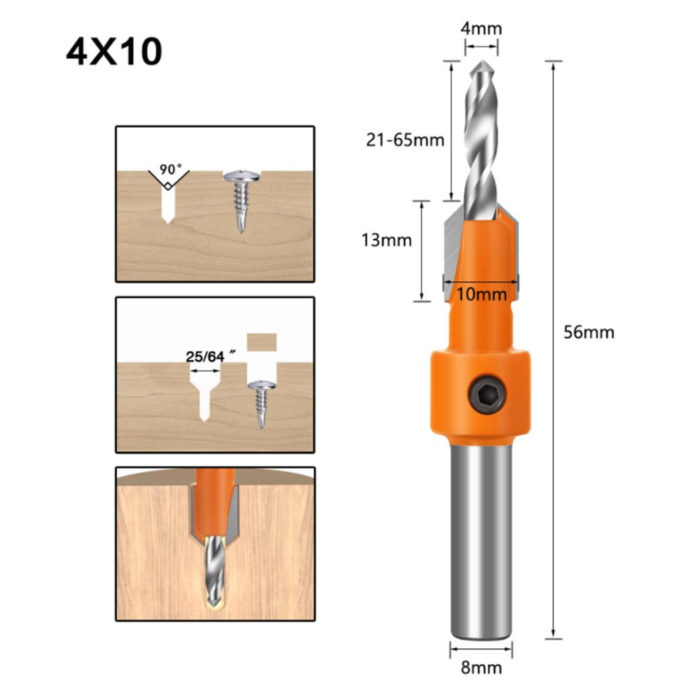 1PCS 8/10mm Shank HSS Woodworking Countersink Router Bit Screw Extractor Remon Demolition for Wood Milling Cutter