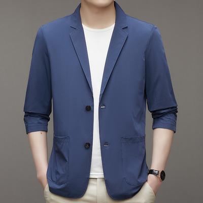 Summer New Men's Milk Silk Thin Suit Jacket Anti-wrinkle No-iron Sun Protection Suit Casual Trendy Single Suit