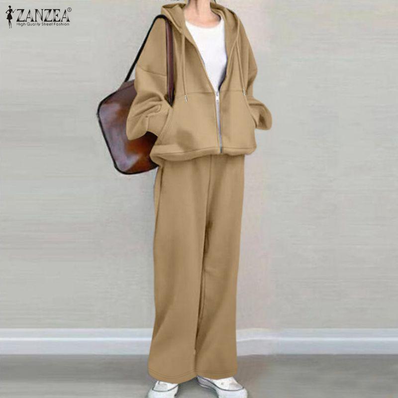 ZANZEA Women Hoodies Sweatshirt and Pants Casual Two Piece Suit Sets