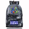Rainbow Friends Cartoon School Backpack Kids Boys Girls Lightweight Oxford Fabric Bookbag With Ergonomic Shoulder Straps