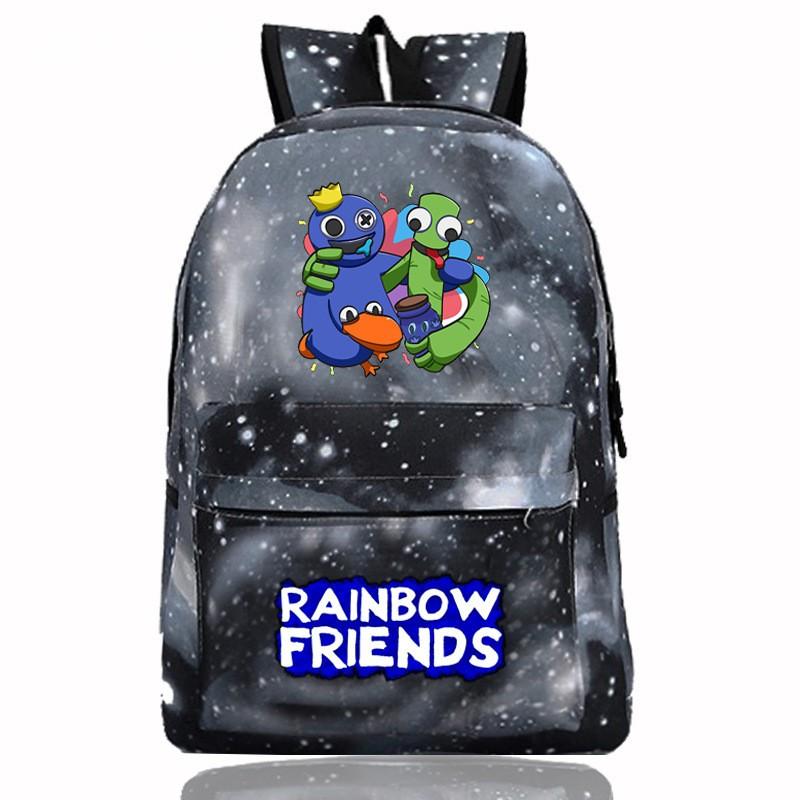 Rainbow Friends Cartoon School Backpack Kids Boys Girls Lightweight Oxford Fabric Bookbag With Ergonomic Shoulder Straps