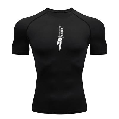Printed Men's Athletic Compression Shirts Athletic Quick Dry Breathable Rash Guard Athletic Tight Workout Tops Summer Men