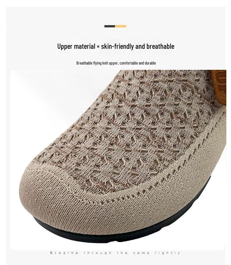 2025 Spring/Autumn Women's Knit Breathable Slip-On Shoes - Soft Sole Lazy & Mom Style