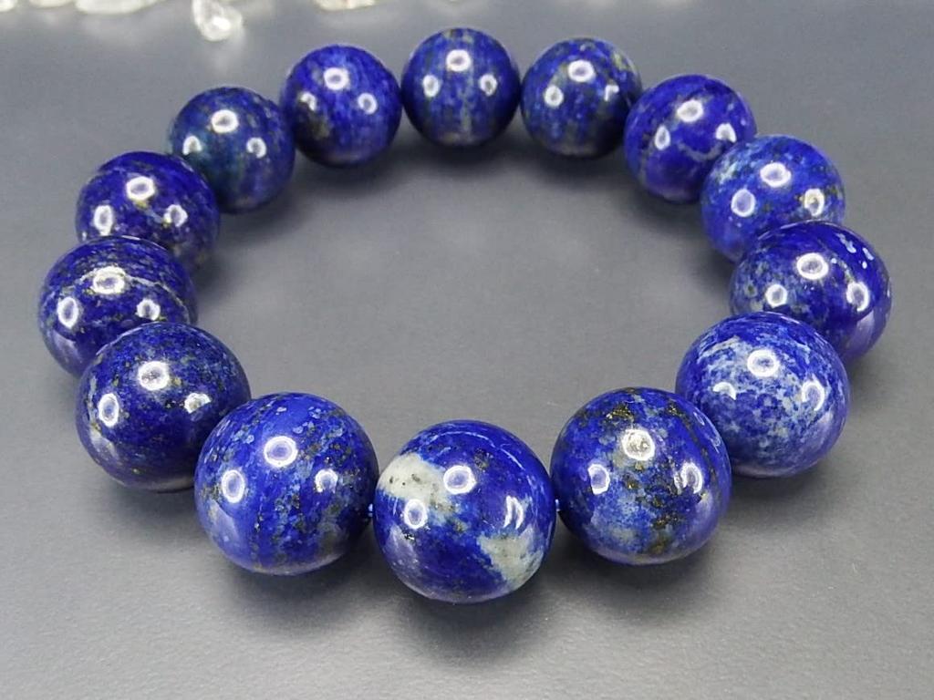 AAA Lapis Lazuli Natural Stone Uncolored Extra Large Prayer Bead Bracelet Fragment of the Sky 170mm L [Ishigai] Approx. 16mm+ Approx. (Men's Size)