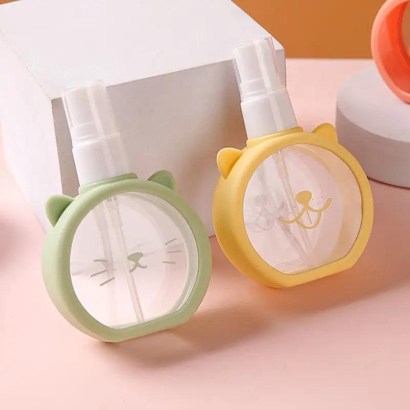 55Ml Cartoon Cat Small Spray Refillable Bottle Disinfection Alcohol Fine Makeup Bottle Cute Silicone Cover Perfume Spray Bottle