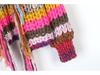 Retro Regenbogen Farbblock Damen Cardigan Pullover - Langärmlig, Dick gestrickt für Herbst/Winter