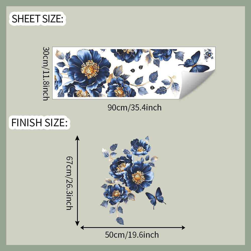 

Реалистичные трехмерные синие цветы, бабочки, наклейки на стену для украшения и декора спальни и гостиной