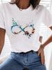 (Asian Size) Tee Top Butterfly Sweet 90s Trend Women Clothing T Shirt Woman Print Fashion  Female Short Sleeve Graphic T-shirts