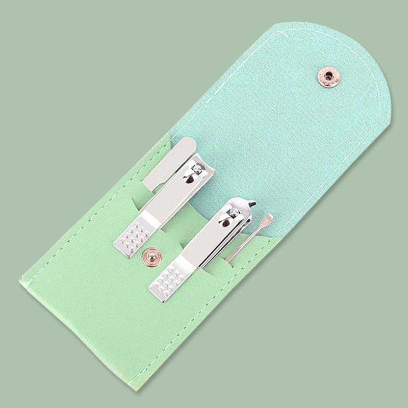 Colorful Folding Bag Nail Clipper Set Portable 4-piece Ear-picking Nail Manicure Kit Home Manicure Clipper Set