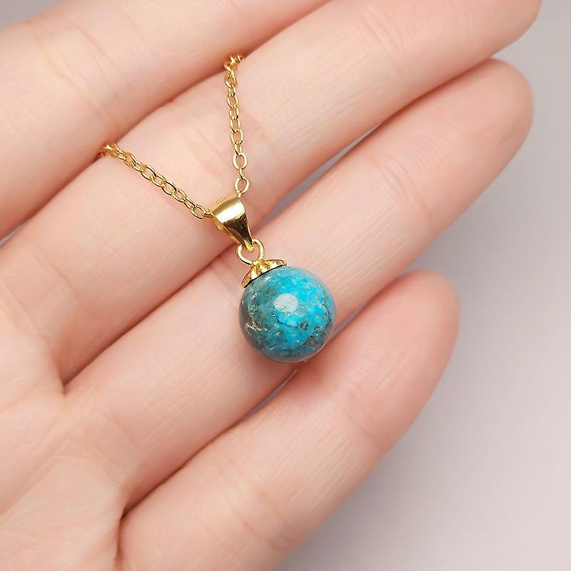 Light Luxury Turquoise 10Mm Round Pendant Literary Retro Lace Pure Planet Pendant