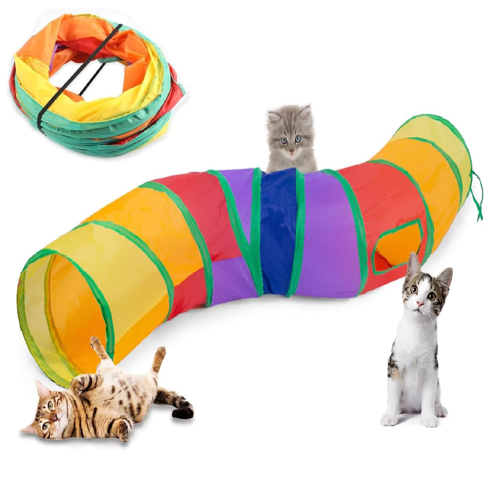 

SensaBliss Cat Tunnel, Pet Toy, Long 123cm with Two Holes, Foldable Cat Tunnel, Cat Play Toy, Pet Supplies for Cats, Puppies, Rabbits, and Ferrets,