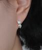 Postlude [Silver] Double Heart Drop Earrings (3 Colors)