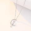 S925 Sterling Silver Cat On Moon Necklace - Cute Korean Style Clavicle Chain for Women