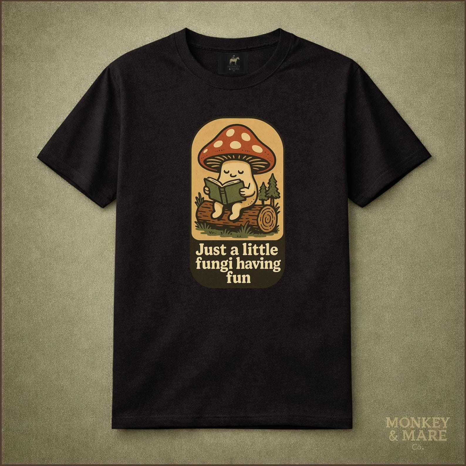 Mushroom Reader Shirt, Just A Little Fungi Having Fun, Cozy Cottagecore Graphic Tee S