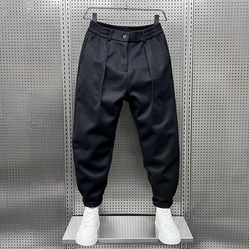 Pantaloni Costum Bărbați Modă Societate Pantaloni Eleganti Bărbați Coreeni Largi Drepti Casual Pantaloni Bărbați Birou Pantaloni Formali 32 negru