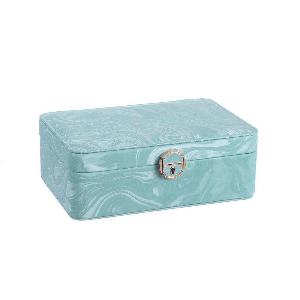 Jewelry Organizer Box With Lock For Necklaces And Rings In Pu Leather For Gift And Travel