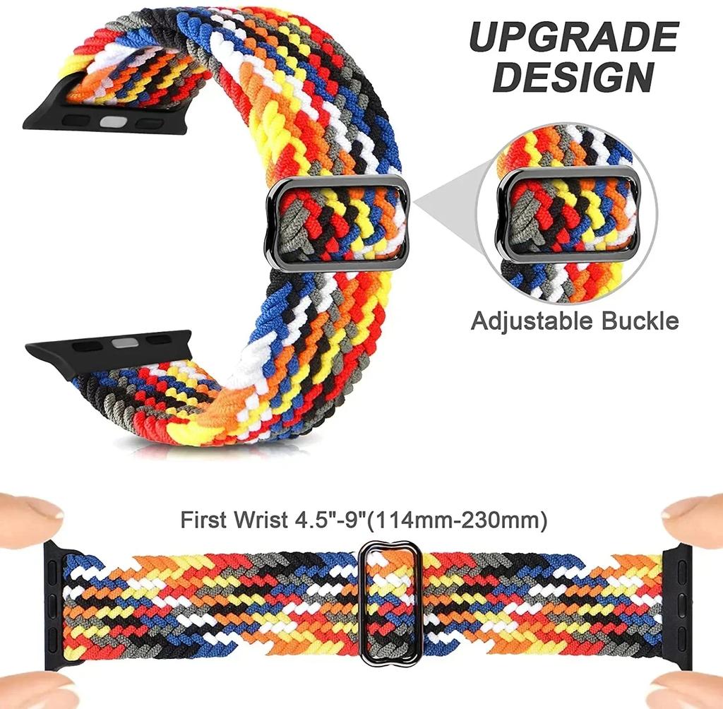 Nylon Strap for Apple Watch Ultra 2 Band 49mm 40mm 44mm 41mm 38 45mm Elastic Braided Loop Bracelet IWatch Series 9 8 7 6 SE 5 4