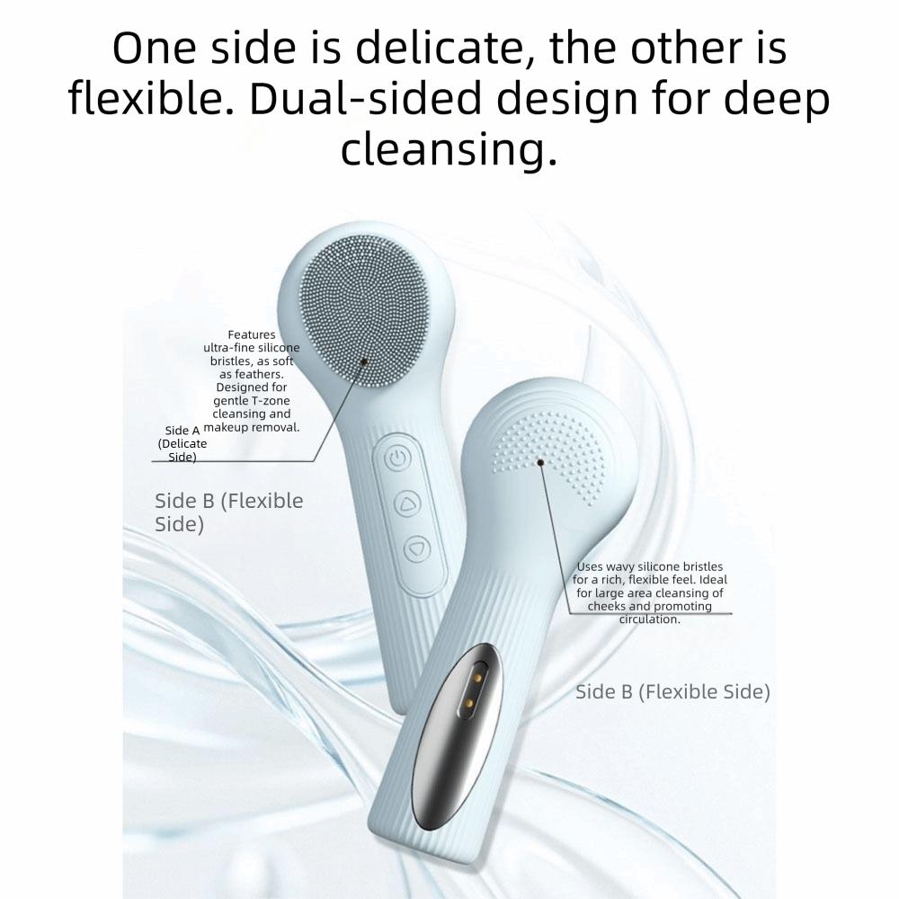 Waterproof Electric Facial Cleansing Brush Heat Compress Heated Facial Brush Deep Cleansing